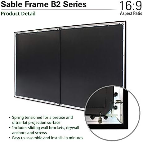 Елитни екрани SABLE FRAME B2 120-инчен проектор Дијагонална 16: 9 Diag Active 3D 4K 8K Ultra HD подготвена фиксна рамка дома кино-кино-кино-проекција