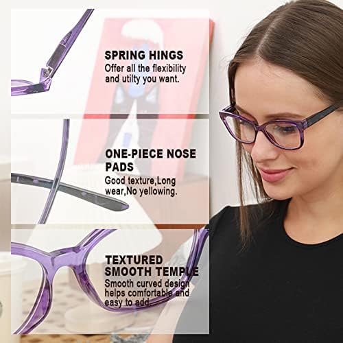 Фонхко Очила За Читање За Жени, 3 Пакет Очила За Читање На Кејти Сини Светли Очила За Жени Мажи