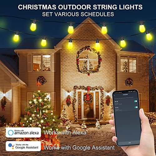 Смарт на отворено Стринг светла, 54 стапки со двојна режим Апликација контролирана LED светло за внатрешен двор, 6 режими на сцени, IP65