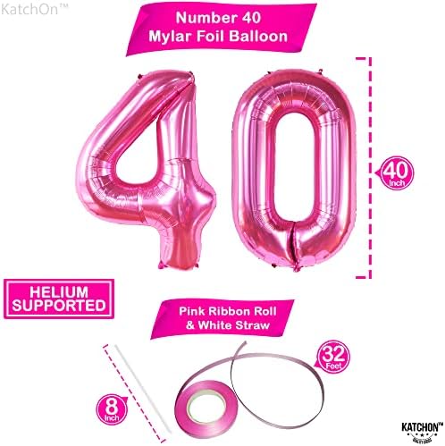 Гигант Топла Розова 40 Балон Број-40 Инчен | Топла Розова 40 Роденден Балон | 40-Ти Роденден Украси За Жени | Розова Број 40 Балон | Розова