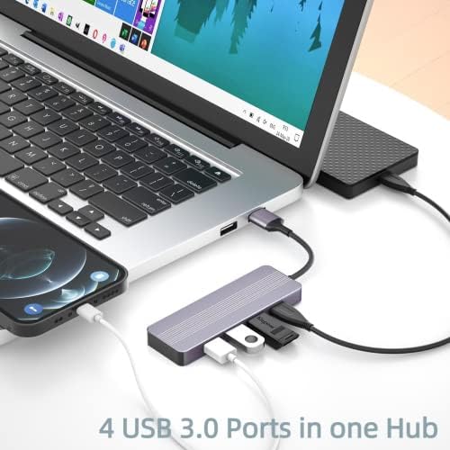 4 - ПОРТ USB 3.0 Центар ЗА Лаптоп, Sunshot Ултра Тенок USB Центар со 5gbps БРЗИНА НА Пренос USB Сплитер За MacBook, Mac Pro, Mac mini, iMac,