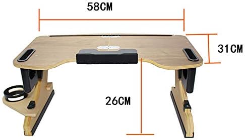 Табела за лаптоп со преклопување на дрво, прилагодлива монитор за монитор, мултифункционална лаптоп биро за кревет лаптоп кревет табела-табела-а