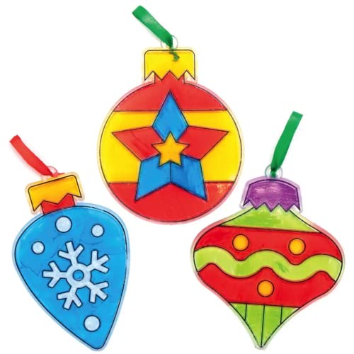 Бејкер Рос AX560 Декорации за Божиќни Suncatcher - пакет од 10, украси за прозорци за деца, виси украси за децата да ги украсуваат