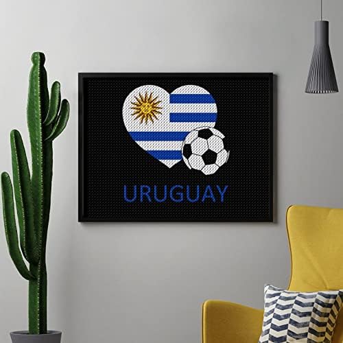 Loveубов Уругвај фудбалски дијамантски комплети за сликање 5д DIY целосна вежба Rhinestone Arts Wallид декор за возрасни 12 x16