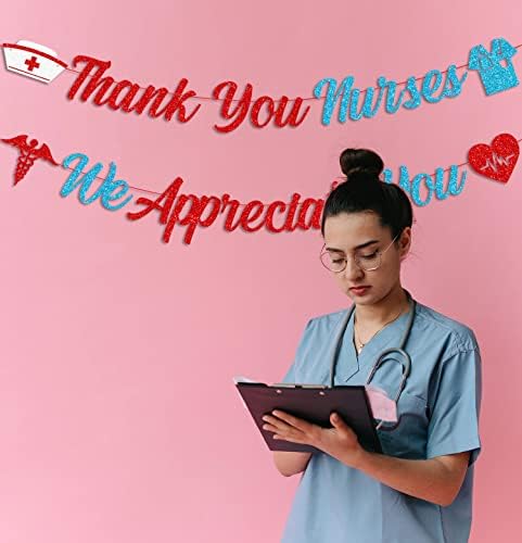 ЈКК Црвено Сино Блескаво Ви Благодариме Медицински Сестри Ве Цениме Банер Медицинска Сестра Благодарност Недела Гарланд Банер