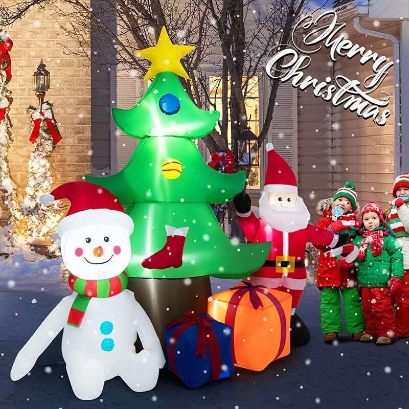 7.2 стапки на надувување на осветлено дрво за Божиќно декорација со Дедо Мраз на отворено градинарски настан и партиски материјали