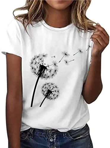 Womenените случајна среќна велигденска печатена маица со кратки ракави со кратки ракави, лабави врвни кошули со долги ракави за жени