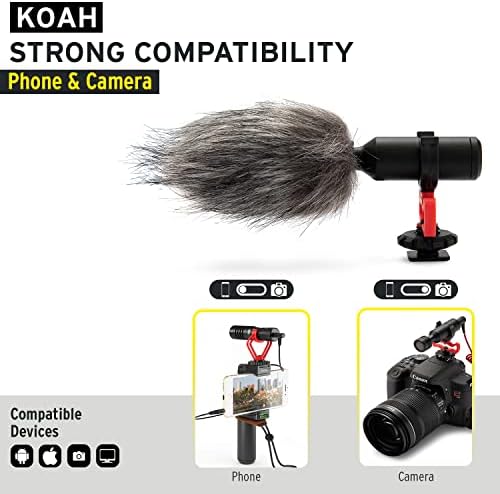 Микрофон за камера со кондензатор Коа - Компактен, директно свртен на кардиоиден микрофон на камера - за Sony, Panasonic, Canon,