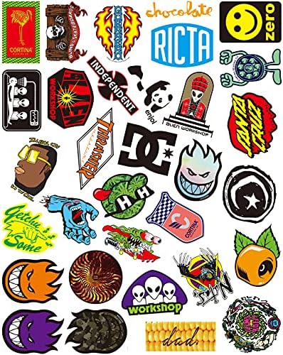 100 парчиња скејтборд бренд ладни налепници Пакет за тинејџери, класични налепници за лого на бренд за лаптоп скејт вода шишиња Телефонски