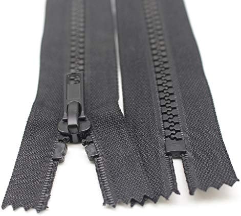 Јахога 2 парчиња 11 инчи 5 затвори пластични патенти Масовно црна обликувана смола за смола за шиење облека за чанти за чанти за занаети
