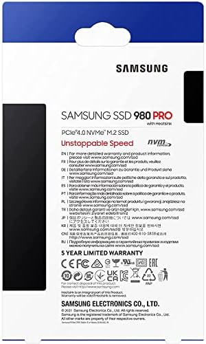 Samsung MZ -V8P2T0CW 980 Pro со Heatsink PCIe 4.0 NVME SSD 2TB за компјутер/PS5 -