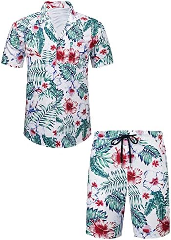 Менс лето 2 парчиња сет за маички кошули панталони од плажа костум за мажи 36 -ти