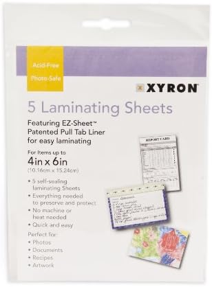 Ламинирање на чаршафи Xyron, 2-3/8 x 3-9/16 торбички, големина на паричник, ладно ламинирање, ез-лист, 5 пакувања