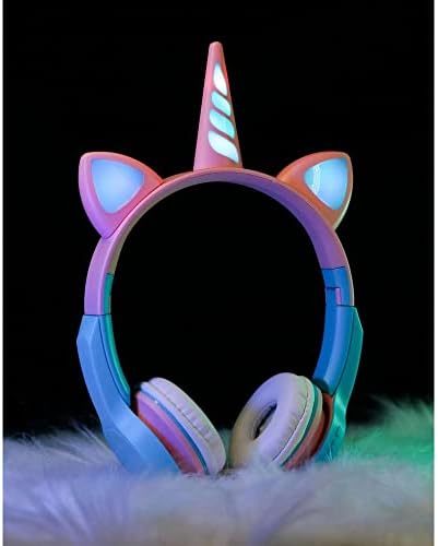 Kiko Unicorn Cat Ear Bluetooth безжични LED светла Слушалки за слушалки за преклопување вградени во MIC FM радио универзален мобилен телефон