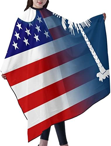 Сад Јужна Каролина Знаме Фризура Престилка Коса Сечење Салон Кејп 55 х 66 Инчи, Водоотпорен Прилагодлив Предвремени Коса Облекување