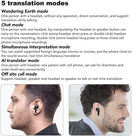 Уред за Преведувач на јазик, Bluetooth Слушалки Паметен Гласовен Преведувач Слушалки, Поддржува 84 Јазици Преведувач Уред За Патување Шопинг Црно