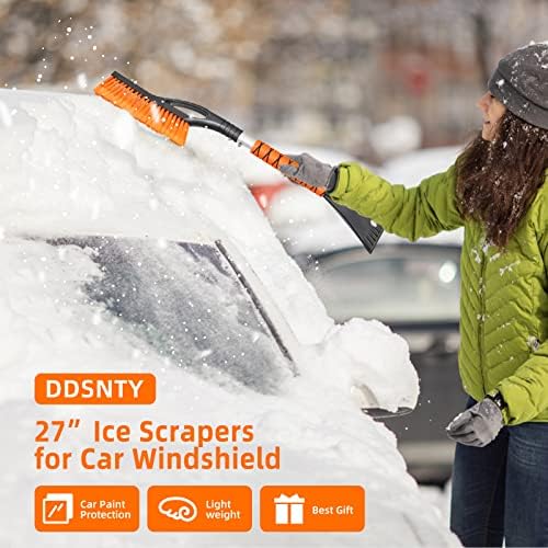 DDSnty 27 ”снежна четка и одвојлива стругалка за мраз, 2 компјутерски четки за снег и сет за мраз, удобен зафат за пена, одвојлив