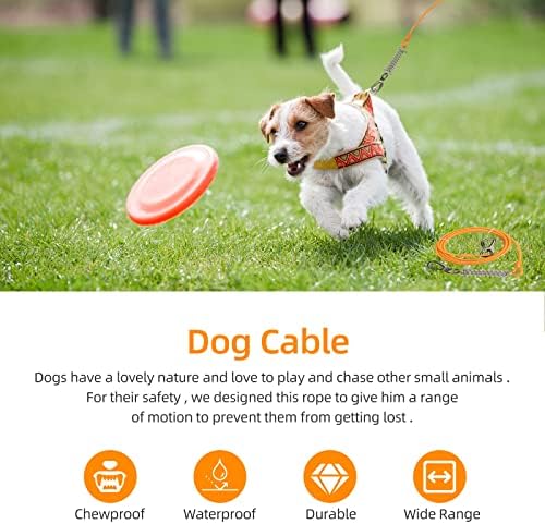 CWLOVYS извадете го кабелот за кучиња, 10/20/30ft Dog Run Leash со пролет за парк за кампување во дворот, куки за вртење на тешки врвови и предводни