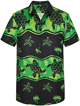Јоимира Хавајски кошули за мажи, печати машки случајни кратки ракави копче надолу со кошули цветна кошула на плажа Алоха