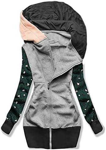 Women'sенски пулвер врвен обичен аспиратор со патент во боја, печатена маичка за џемпер, врвен јакна, пулвер