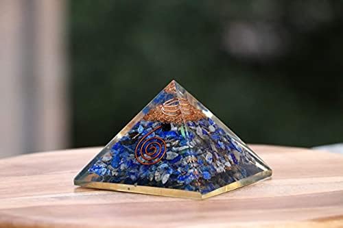 Заикус Лапис Лазули Пирамида - Пирамида за лекување на кристал Оргон - природен скапоцен камен - Фенг Шуи - Аура Чистење - Просперитет Стоунс