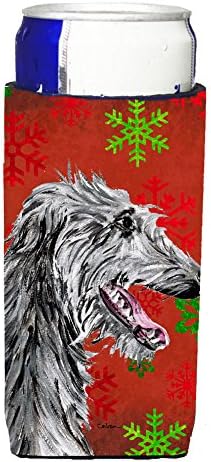 Богатствата НА КАРОЛИНА SC9765MUK Шкотски Deerhound Црвени Снегулки Празник Ултра Гушкач За Тенки лименки, Може Ладилник Ракав