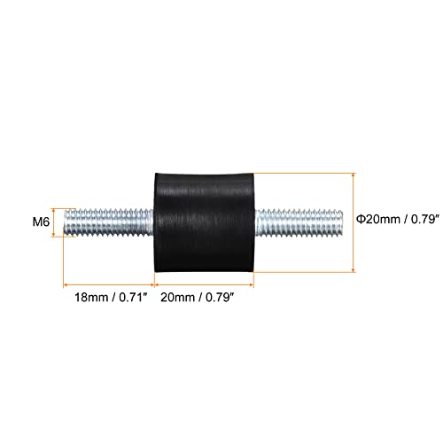 Uxcell M6x18mm гумени монтирања, 10 парчиња анти -вибрации изолаторски столпчиња за шок -амортибер машки за воздушни компресори,