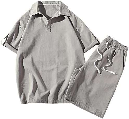 Wpyyi 2 парчиња сет за манжетни шорцеви поставени летни облеки за летни облеки за мажите со кратки ракави за кратки ракави