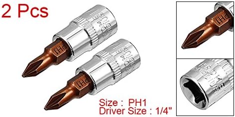 uxcell 1/4 Drive x PH1 Phillips Bit Socket, S2 Челични Битови, CR-V Приклучоци 1.5 Должина 2pcs