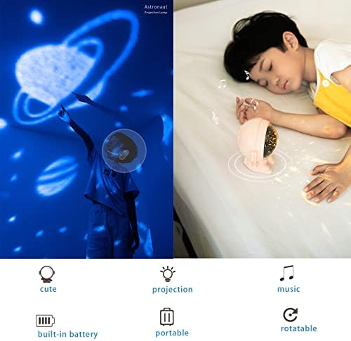унихојо Мини Астронаут Галакси Проектор Ноќно Светло За Деца, Подароци За Родендени Каваи Работи Кидкор Соба Деко