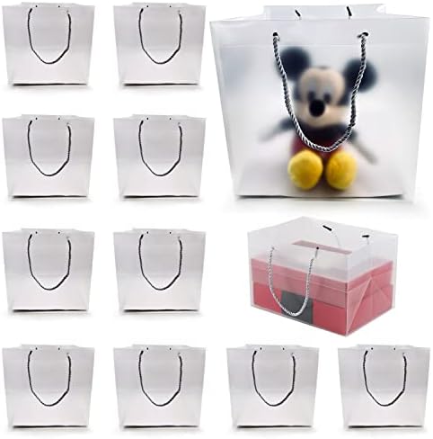 Gojoys јасни торбички за подароци со рачки, 10 парчиња кои можат да се користат еднократно замрзнати пластични кеси за торби