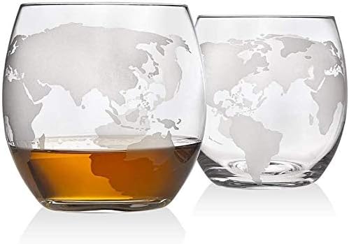 HEIMP виски decantador Виски Decanter Глобус Во собата со 4 Гравирани Глобус Виски Очила-За Алкохол, Скоч, Бурбон, Водка Подароци За Тато-850Ml