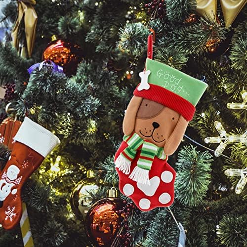Телски мониста за украсување на Божиќни чорапи ткаенина Божиќна чорапска торба и Божиќ што висат чорапи за украсување на забави и Божиќни црвени