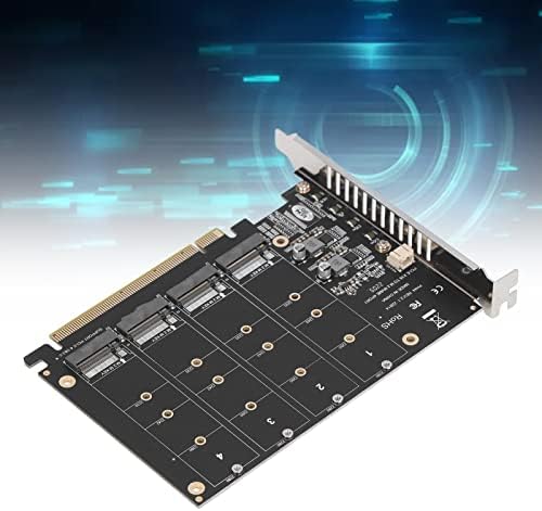 M. 2 NVME SSD На Pcie X16 Адаптер, LED Индикатор Поддржува PCIE 3.0, 4.0 Трансфер Протокол, 4 Порта Ssd Низа Картичка, 4X32gbps Мека Напад