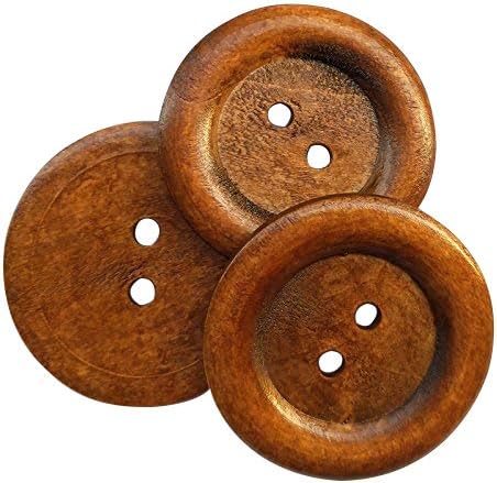 Chenkou Craft 20 парчиња голема големина 50мм 2 тркалезни копчиња од дрво 2 дупки занаетчиско копче за шиење