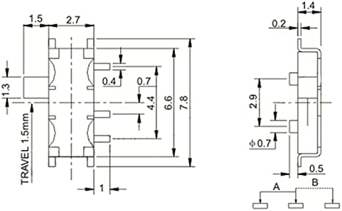 Индустриски прекинувачи 20PCS 7 PIN MINI SLIDE SWITCH ONF-OFF 2 Позиција Микро слајд прекинувач за менување 1P2T H = 1,5 mm минијатурен