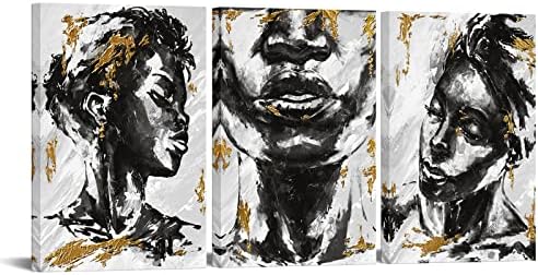 сечари 3 парчиња апстрактни црни жени wallидни уметности модерни афроамерикански девојки сликање платно отпечатоци за хотелска спална соба