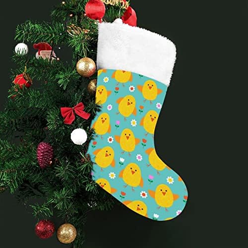 Велигденски пилешки чорапи за порибување со кадифен камин виси за Божиќно декор за дома