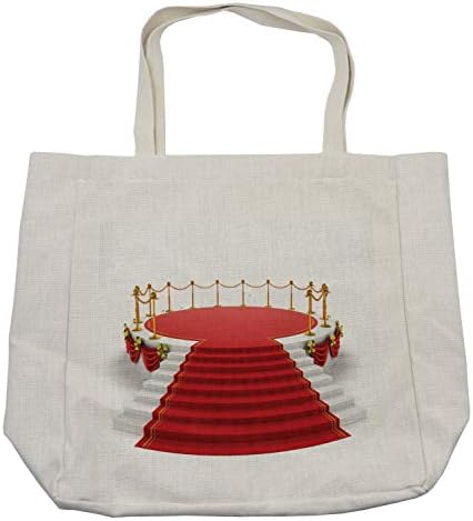 Торба за шопинг во театар Амбесон, симплистичка рунда за дизајн со скали концерт на обичен печатење во позадина, еколошка торба за еднократна
