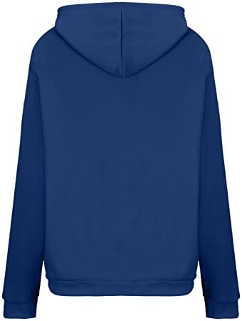 Женски обични џемпери цврсти букви печатени дуксери лабави меки удобни пуловер со џебови долги ракави врвови