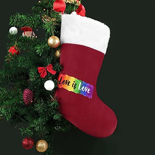 ЛГБТ геј гордост loveубов Божиќни чорапи порибување на Божиќни дрво санта украси виси украси за одмор на камин 16,5 “
