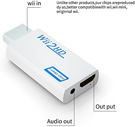 BolAAzuL Wii До HDMI Конвертор Wii Во HDMI Адаптер, Wii 2 HDMI Конектор Бела Wii Во HDMI Надвор Видео Конвертор &засилувач; 3.5 mm Аудио