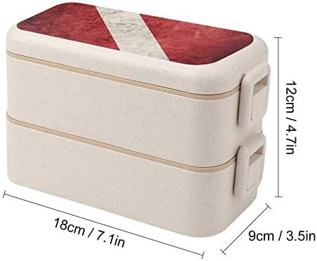 Гроздобер стил Scuba Flag Double Stackable Bento Bence Box Modern Bento Container со сет за прибор