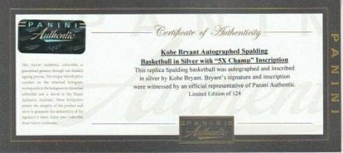 Коби Брајант „5 временски шампион во НБА“ потпишана испишана НБА игра кошарка Панини Коа - Автограмирани кошарка