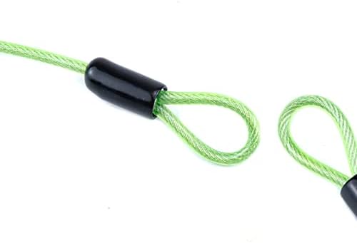 Farboat 2 парчиња флексибилен кабел за заклучување не'рѓосувачки челик искривена жица со жица со зелен ПВЦ заштитен ракав за велосипеди стаклен