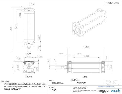 SMC NCA1B325-0400 Алуминиумски воздушен цилиндер, вратоврска, двојно дејствување, монтирање на основни стил, не се подготвени за прекинувач,