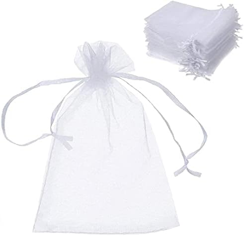12 парчиња Торби За Подароци Од Органза Завиткајте Торбички За Органза Свадбена Забава Чанти За Наклон Бела Облека Паметно Складирање