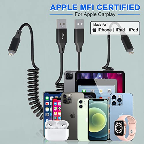 Намотан Молња Кабел 2 Пакет, Apple Carplay &засилувач; Мфи Сертифициран, повлекува iPhone Полнач Со Пренос На Податоци, Краток iPhone Полнач