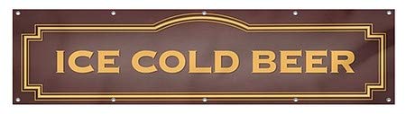 CGSignLab | „Ледено ладно пиво -класично кафеаво“, винил банер отпорен на ветер, винил банер | 8'x2 '