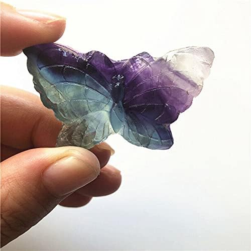 Seewudee AG216 1PCS Природна флуоритна кристална пеперутка Рачна врежана скапоцен камен колекција Реики подароци заздравување на природни камења